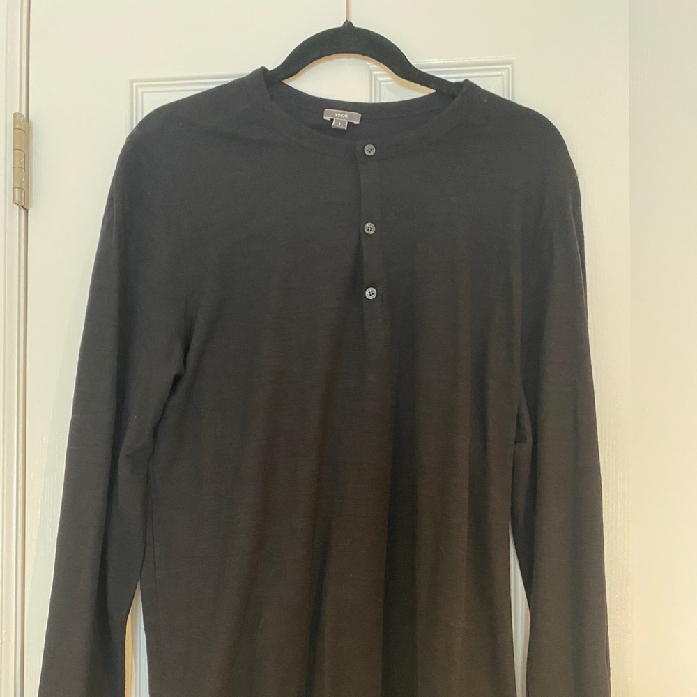 Vince long sleeve Henley black top